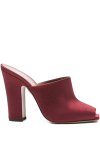 Mules à talons Rosie 100 satinées - Rouge Noir