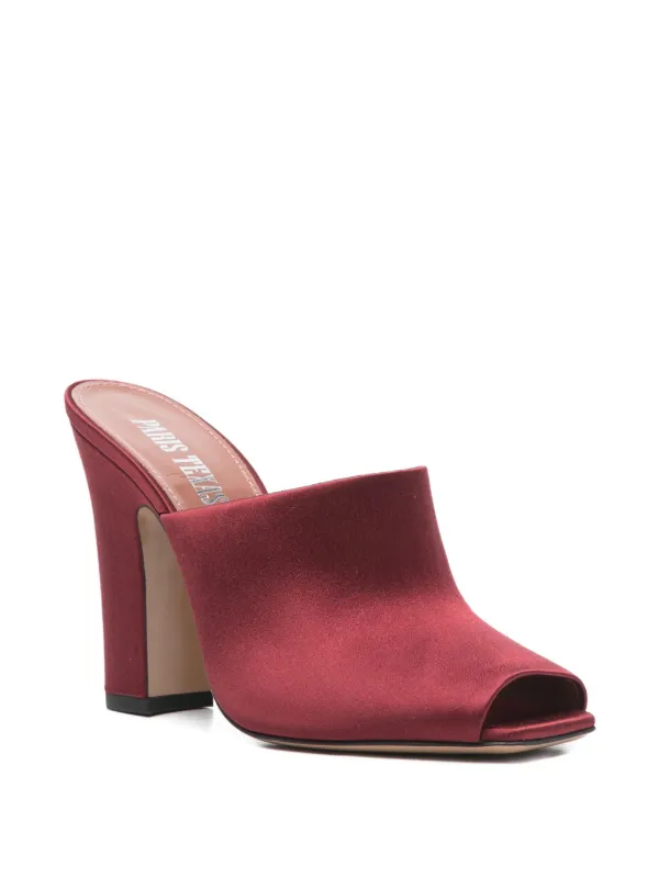 Mules à talons Rosie 100 satinées - Rouge Noir