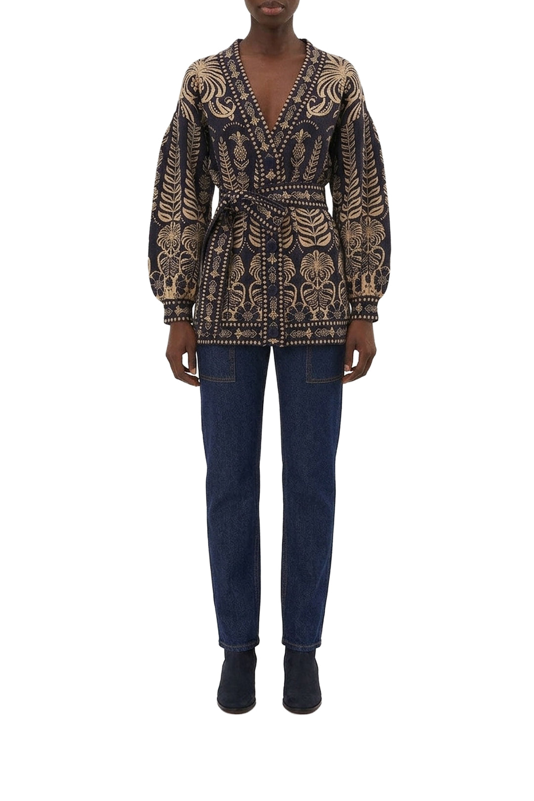 Ainika Tropical knitted cardigan - Black