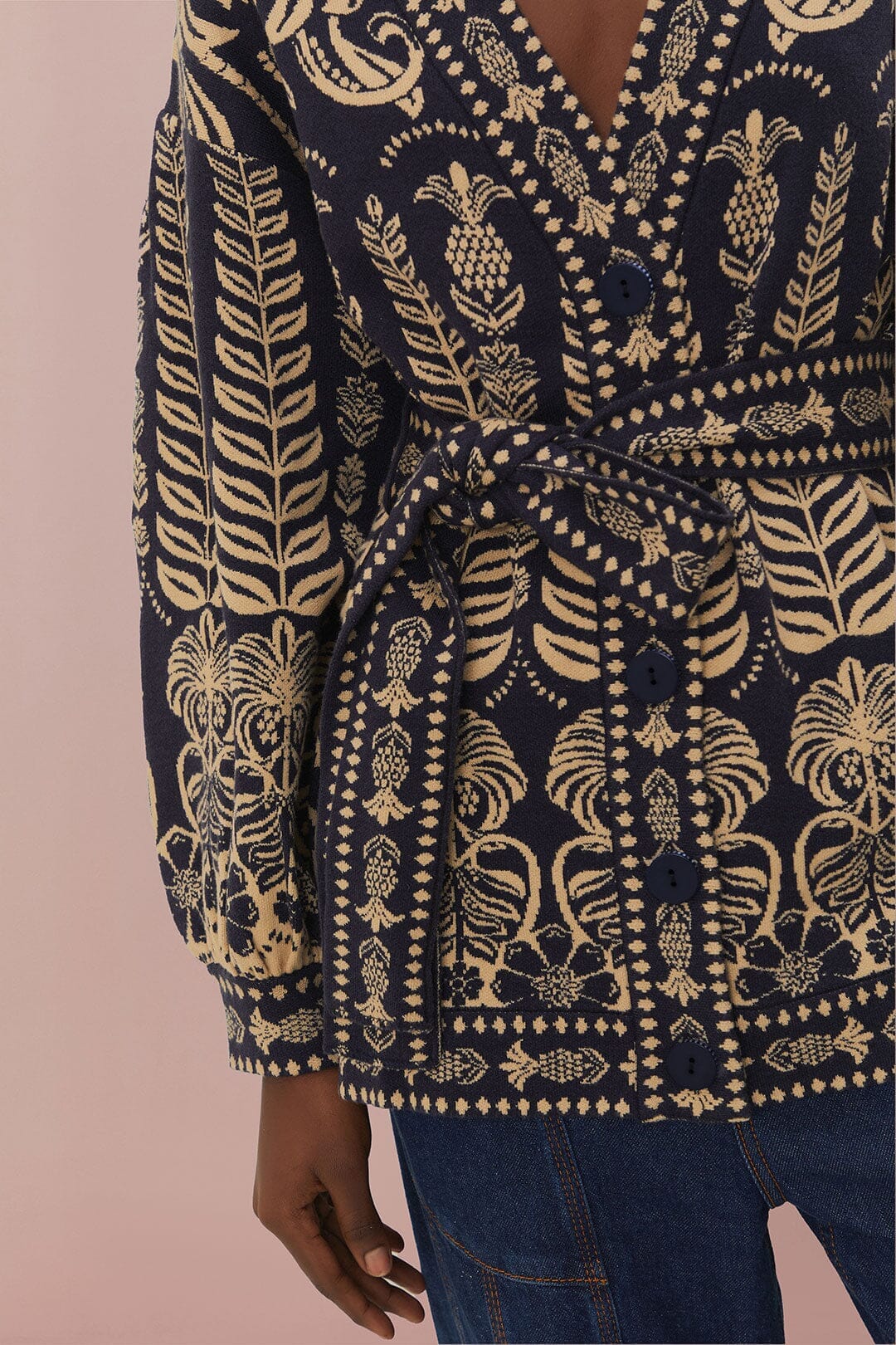 Ainika Tropical knitted cardigan - Black
