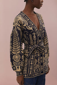 Ainika Tropical knitted cardigan - Black