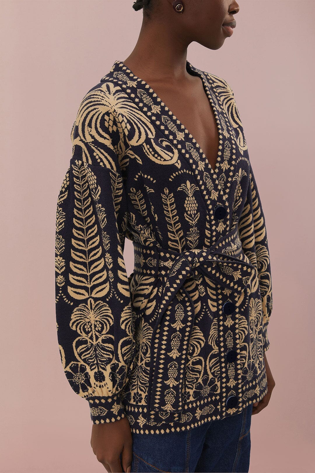 Ainika Tropical knitted cardigan - Black
