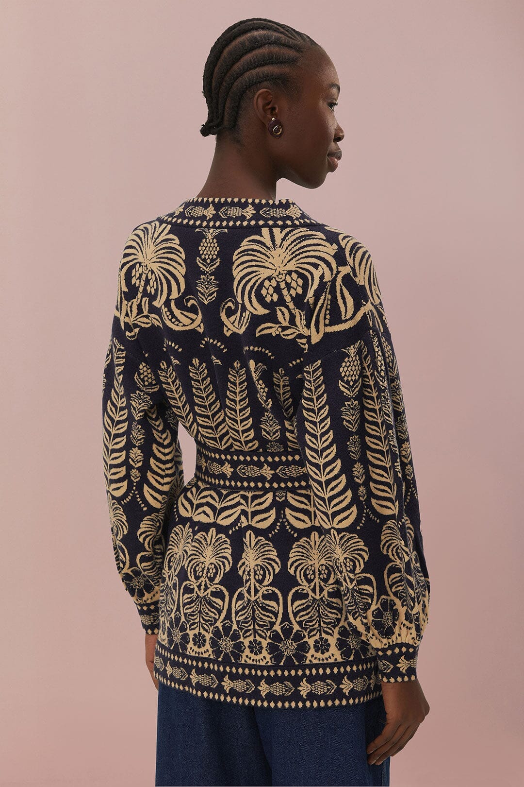 Ainika Tropical knitted cardigan - Black