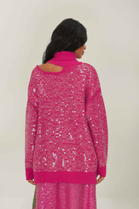 Pull Anthurium Flowers en maille - Rose