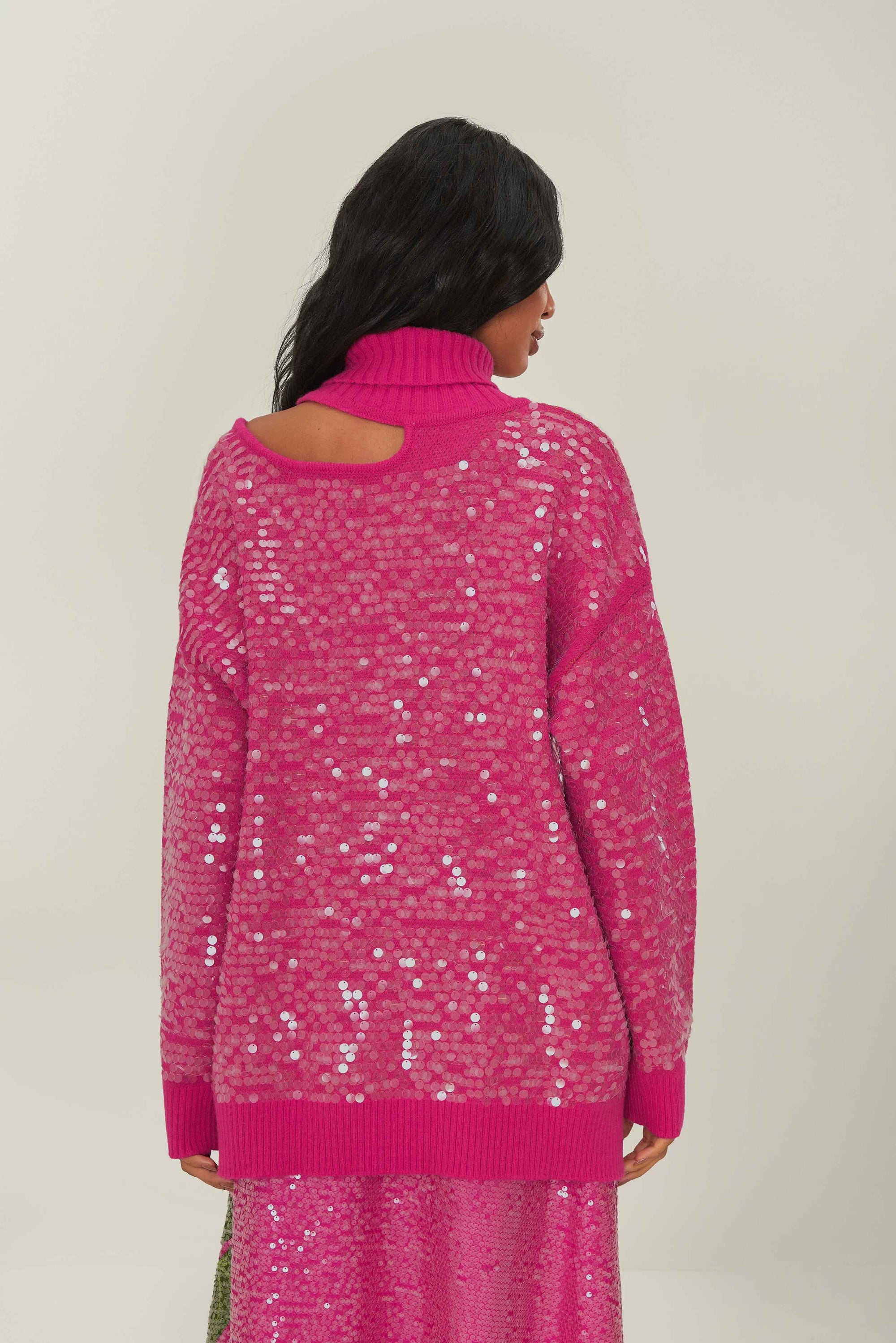 Pull Anthurium Flowers en maille - Rose