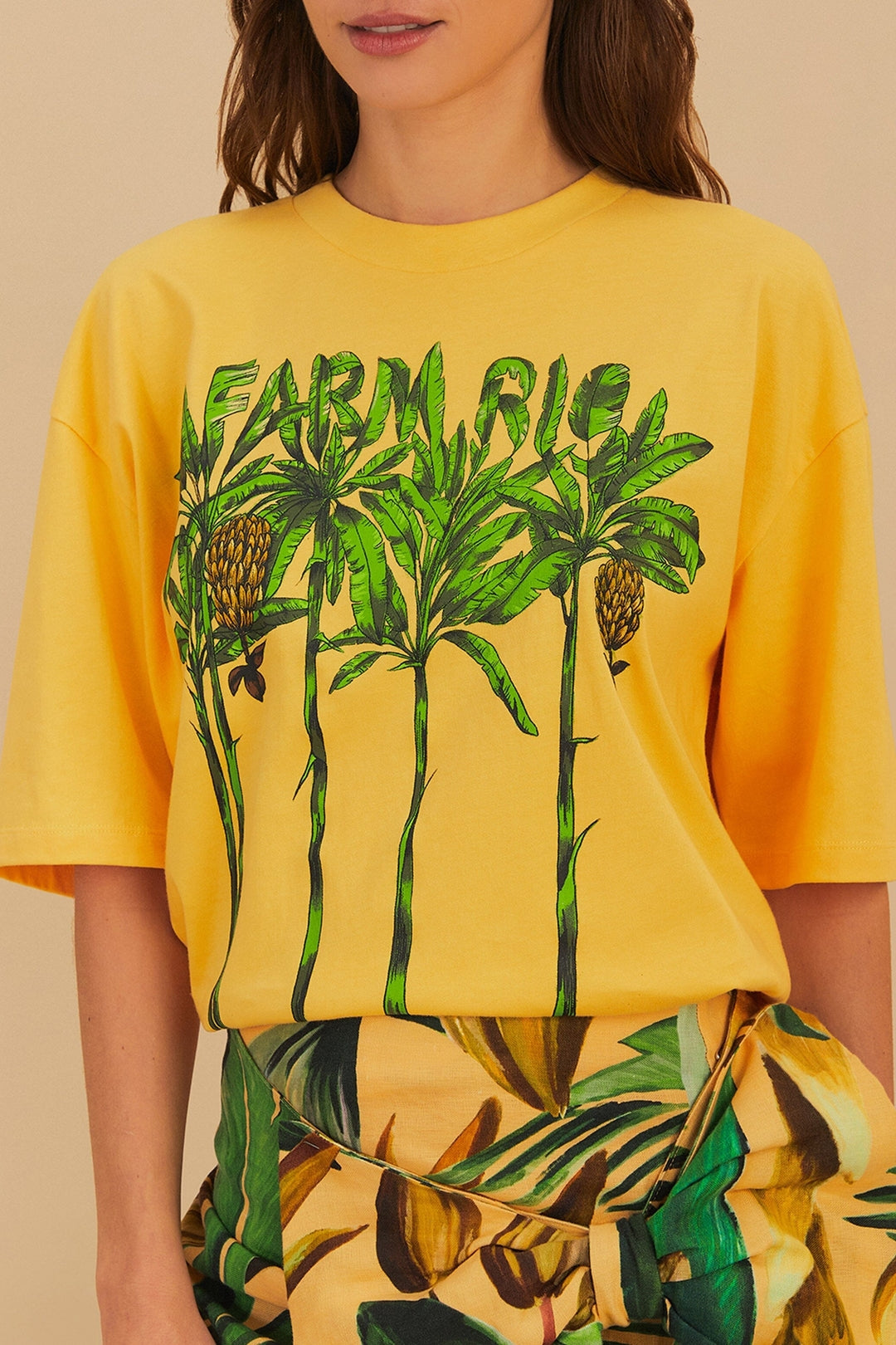 T-shirt Farm Rio en coton - Jaune