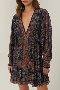 Robe courte Floral Glam - Bleu
