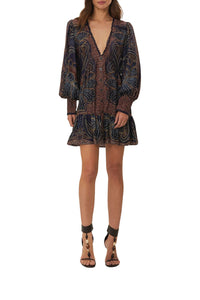 Robe courte Floral Glam - Bleu
