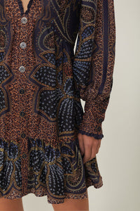 Robe courte Floral Glam - Bleu