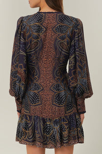 Robe courte Floral Glam - Bleu