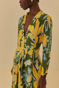 Robe longue à col v - Vert