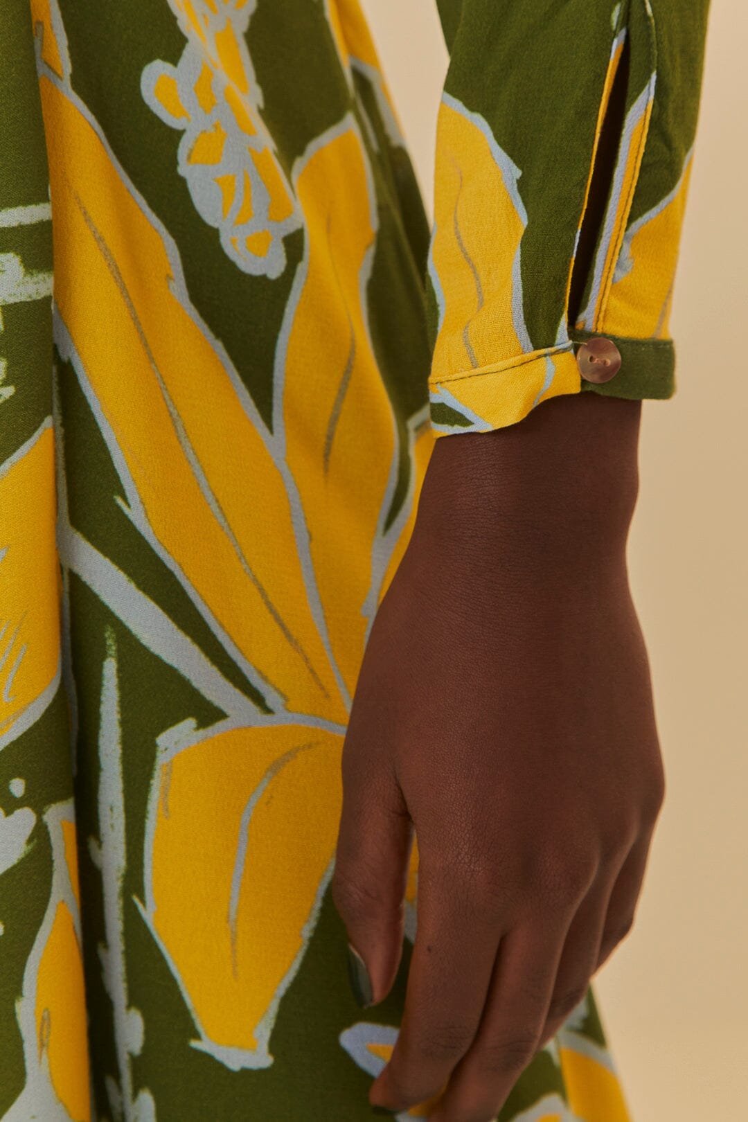 Robe longue à col v - Vert