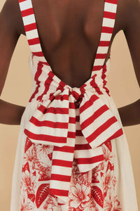 Robe longue Floral Chains en lin - Beige