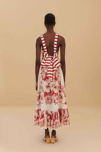 Robe longue Floral Chains en lin - Beige