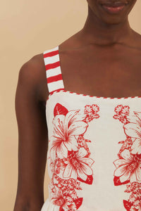 Robe longue Floral Chains en lin - Beige