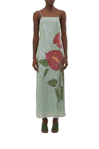 Robe midi Anthurium - Bleu