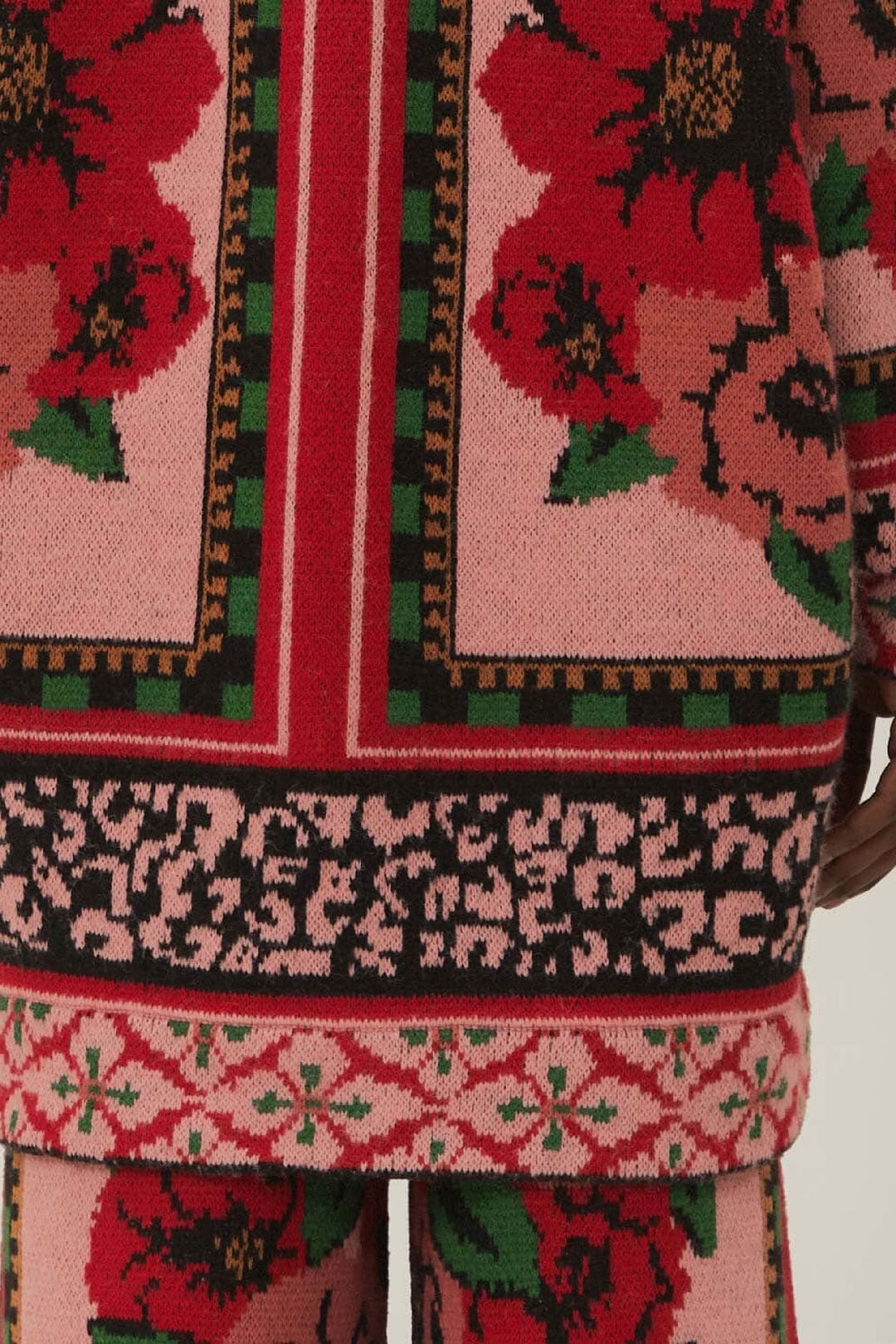 Cardigan Flower Tapestry en maille - Rose