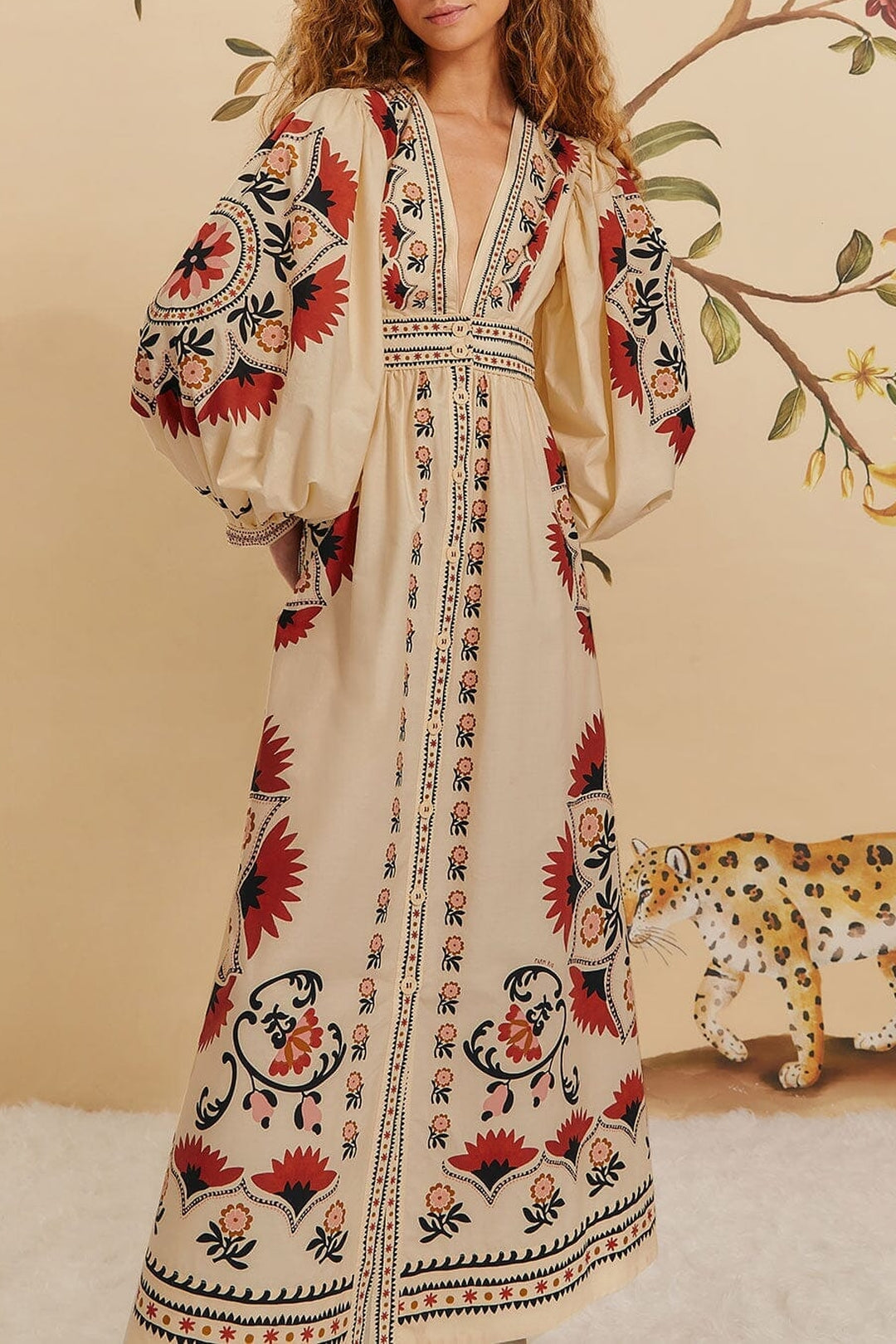 Cashew Mandala cotton maxi dress - Multicolour