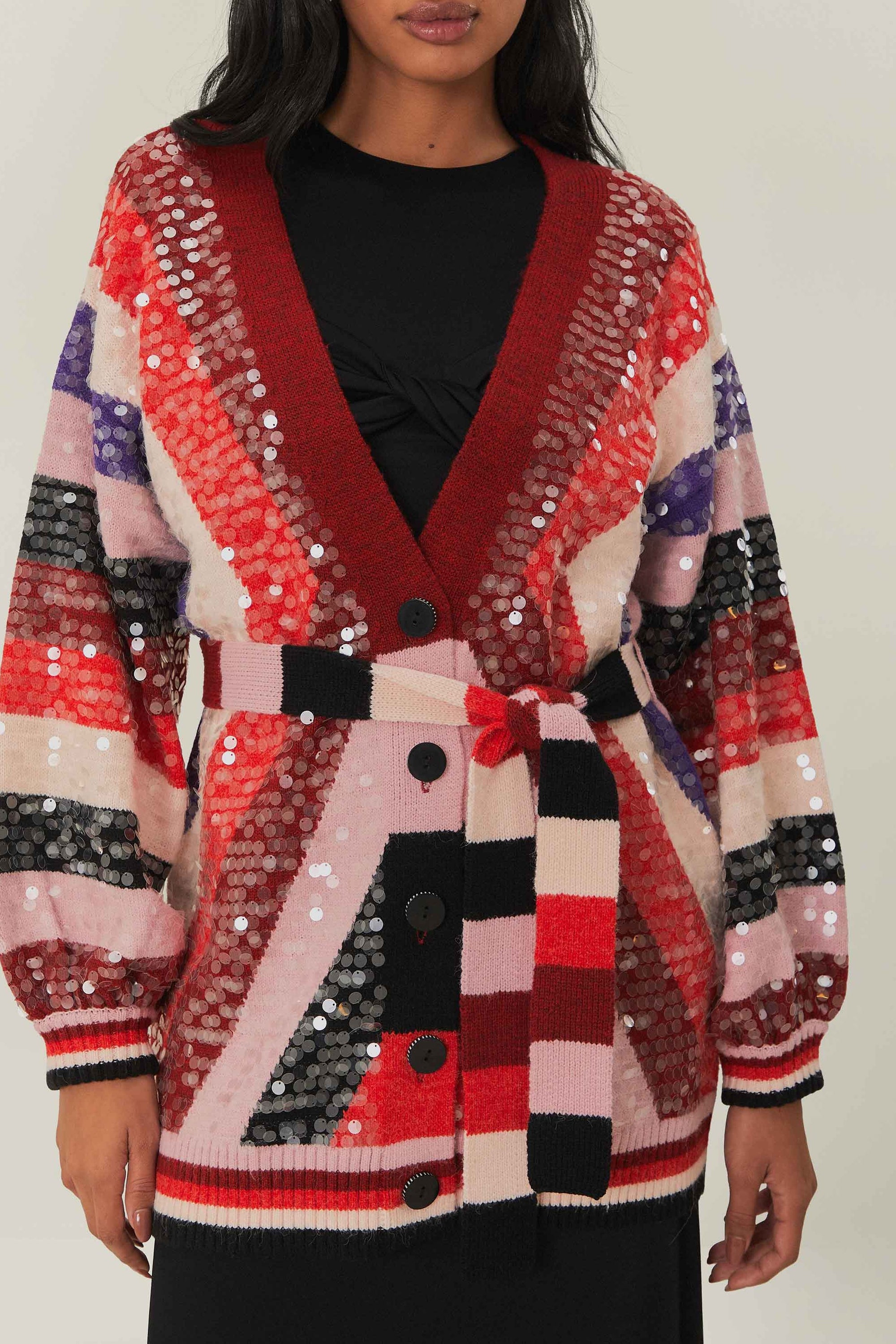 Cardigan rayé en maille - Multicolore