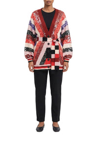 Cardigan rayé en maille - Multicolore