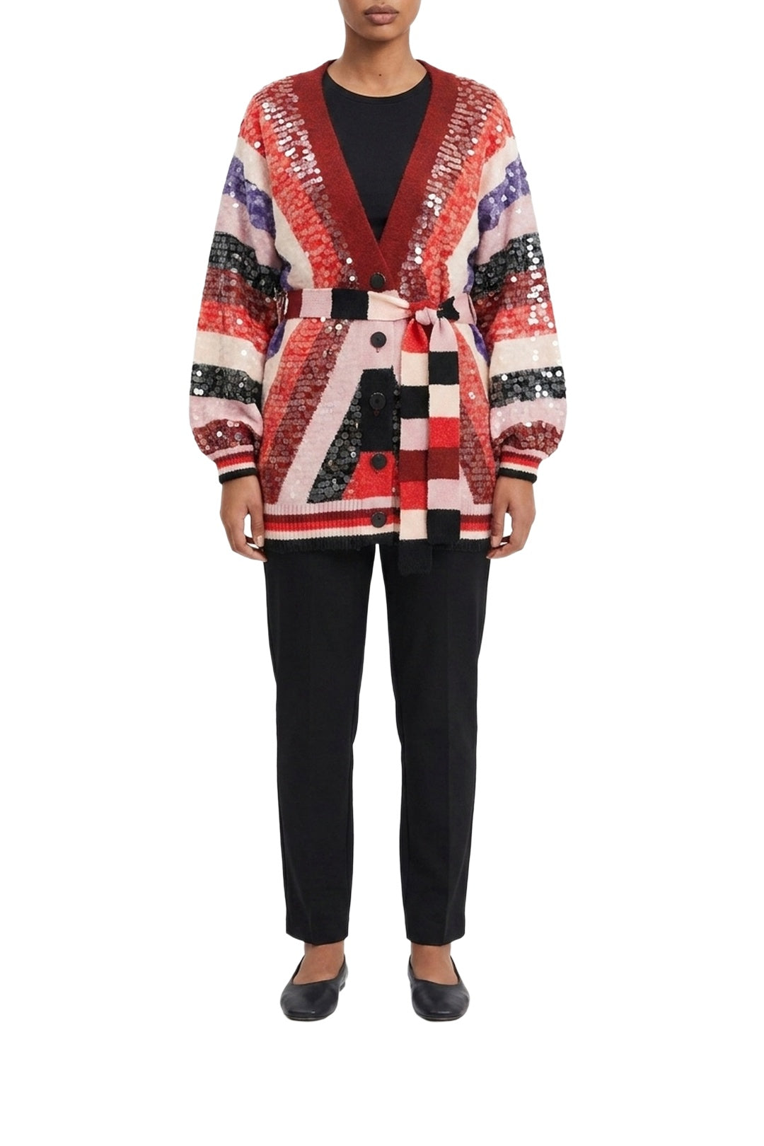 Cardigan rayé en maille - Multicolore