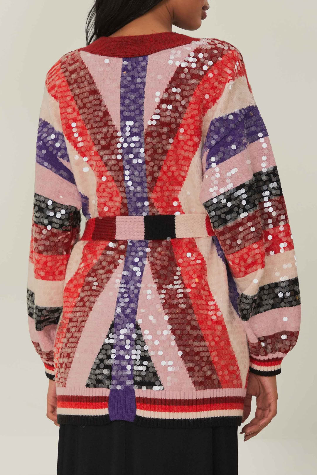 Cardigan rayé en maille - Multicolore
