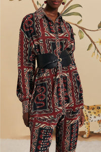 Chemise Snake plissée - Noir