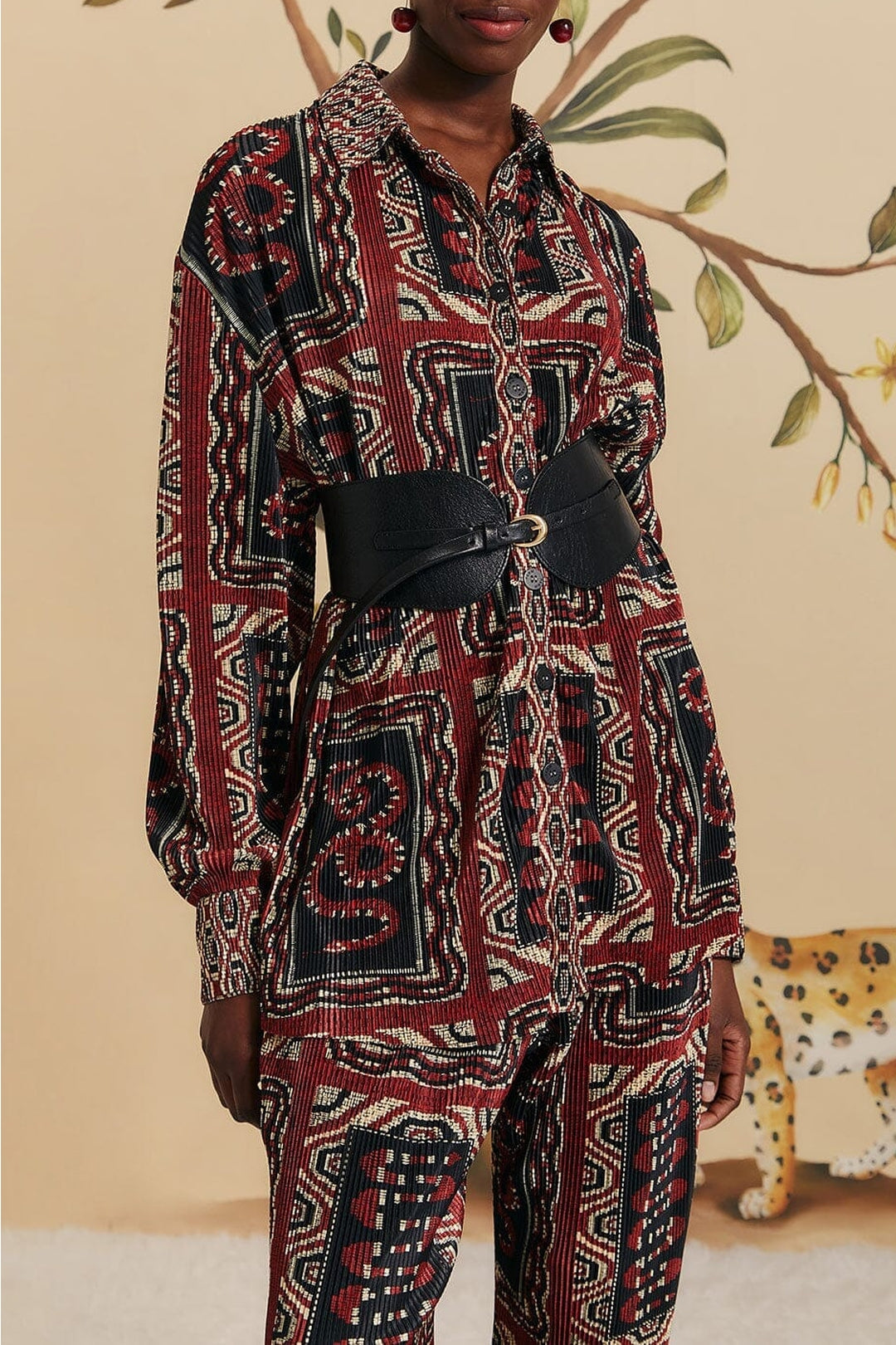 Chemise Snake plissée - Noir
