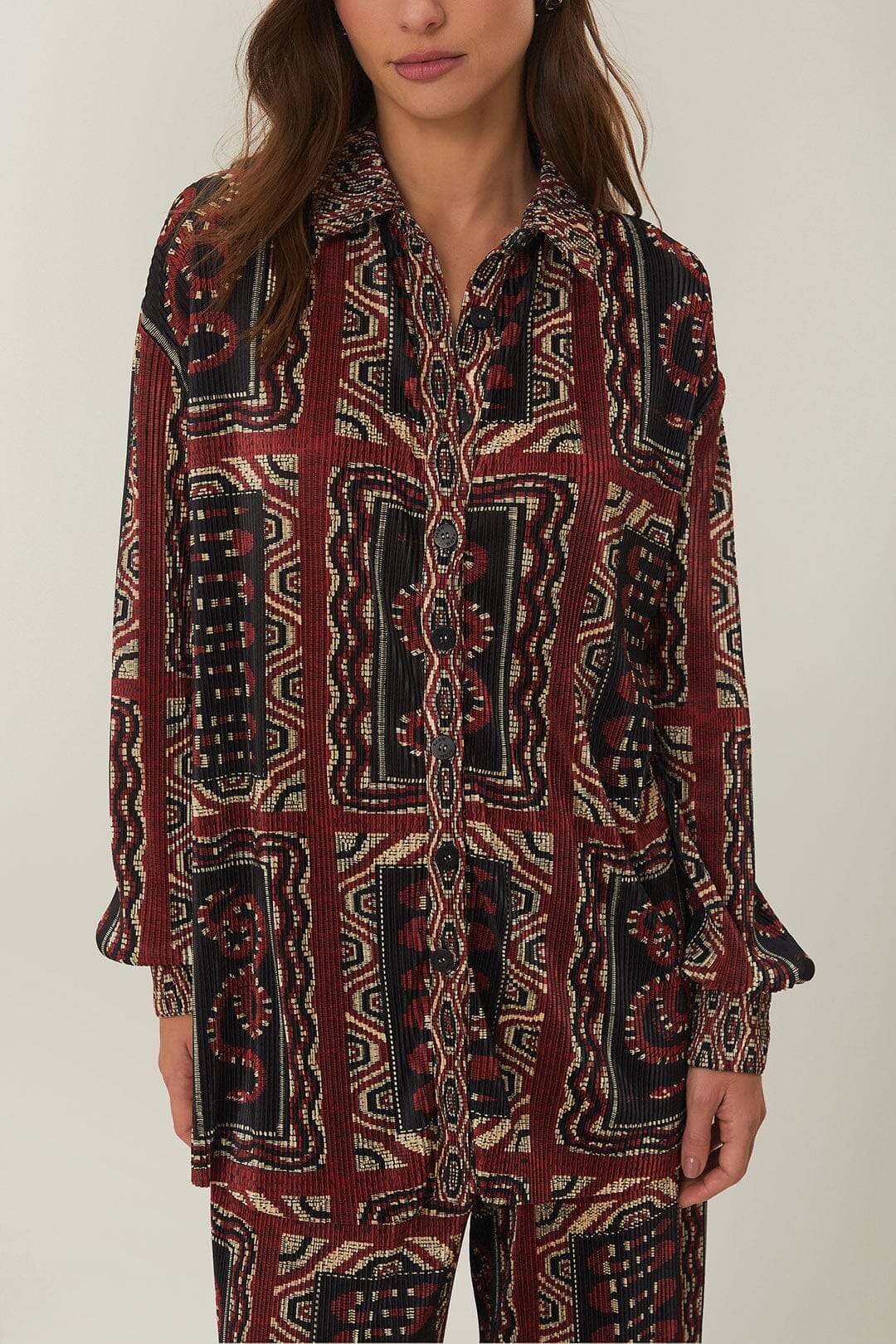 Chemise Snake plissée - Noir