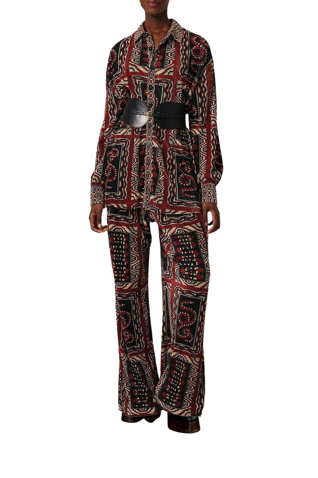 Chemise Snake plissée - Noir