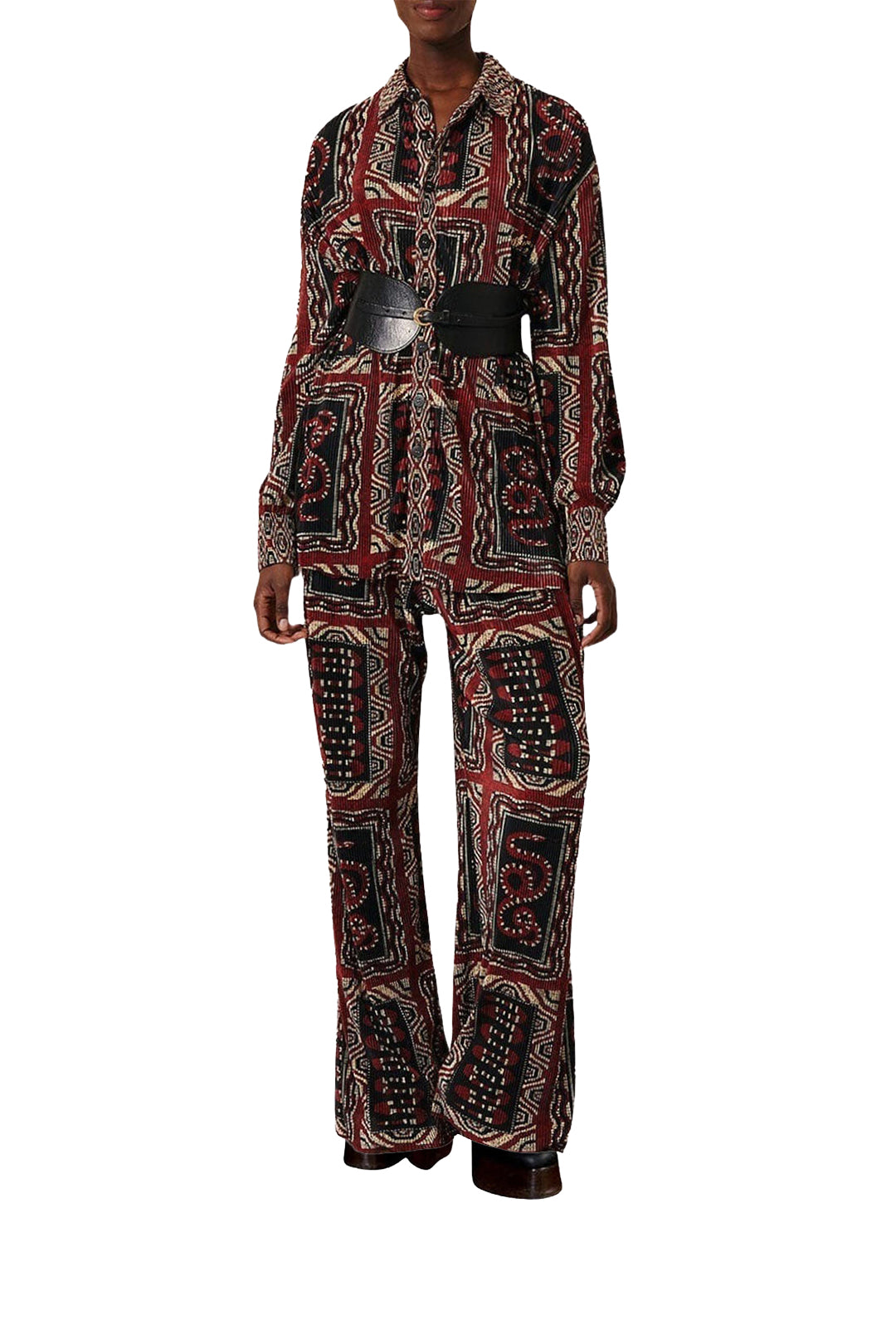 Chemise Snake plissée - Noir