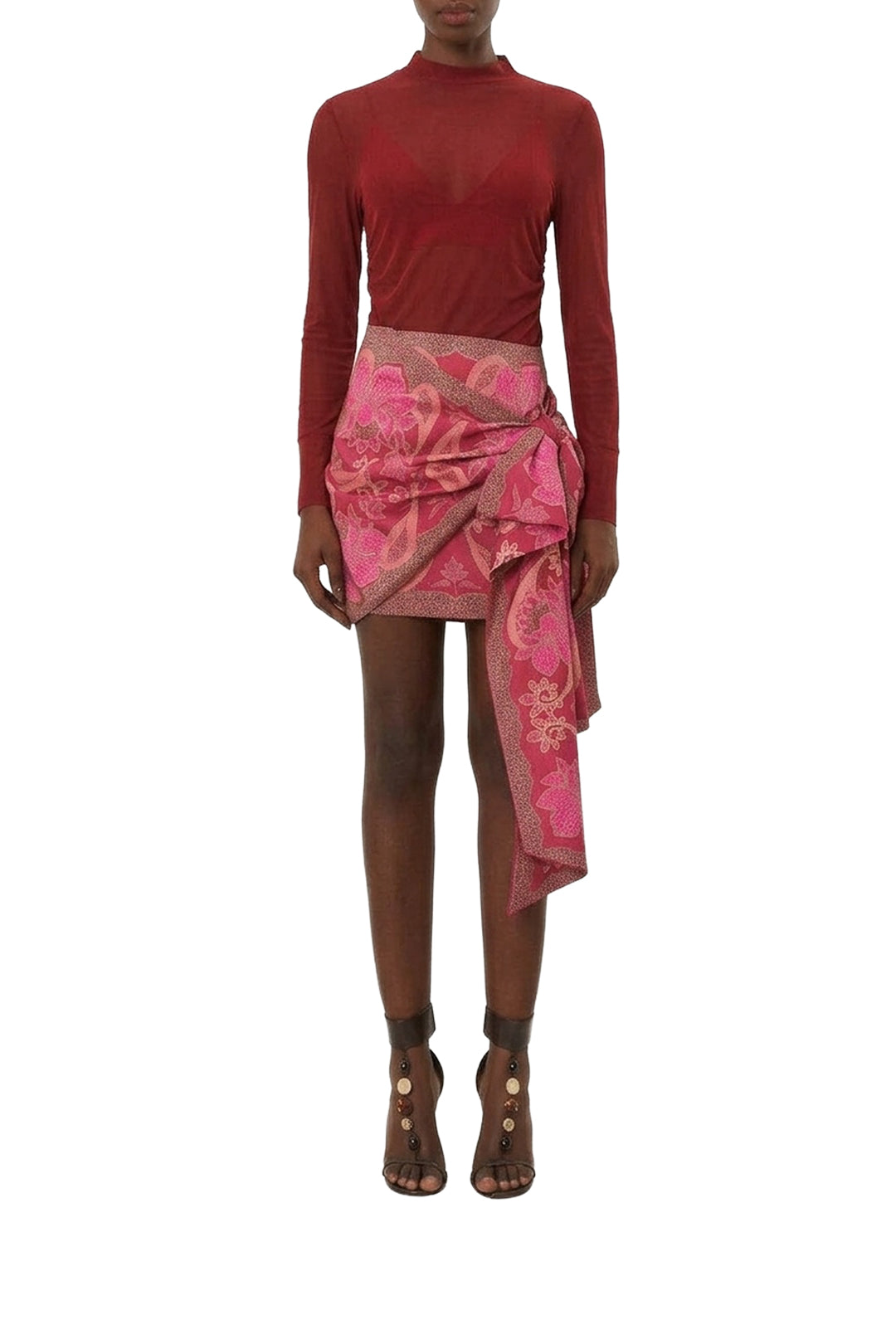 Jupe courte Floral Glam - Rouge