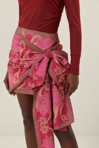 Jupe courte Floral Glam - Rouge
