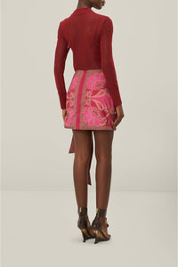 Jupe courte Floral Glam - Rouge