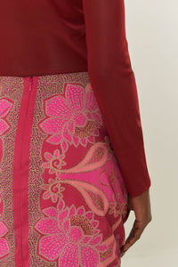 Jupe courte Floral Glam - Rouge