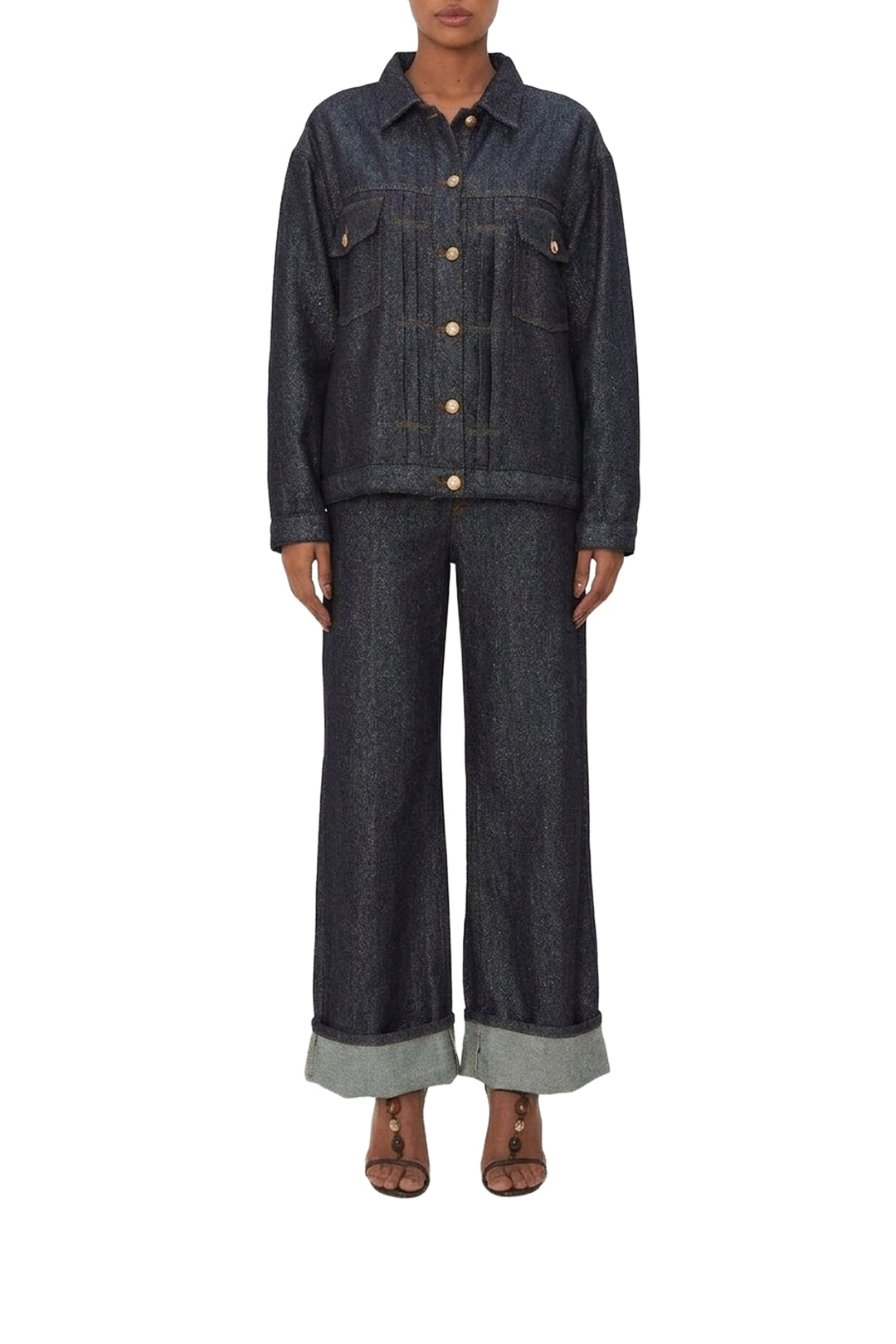 Veste scintillante en denim - Bleu