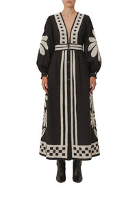 Robe longue en coton - Noir