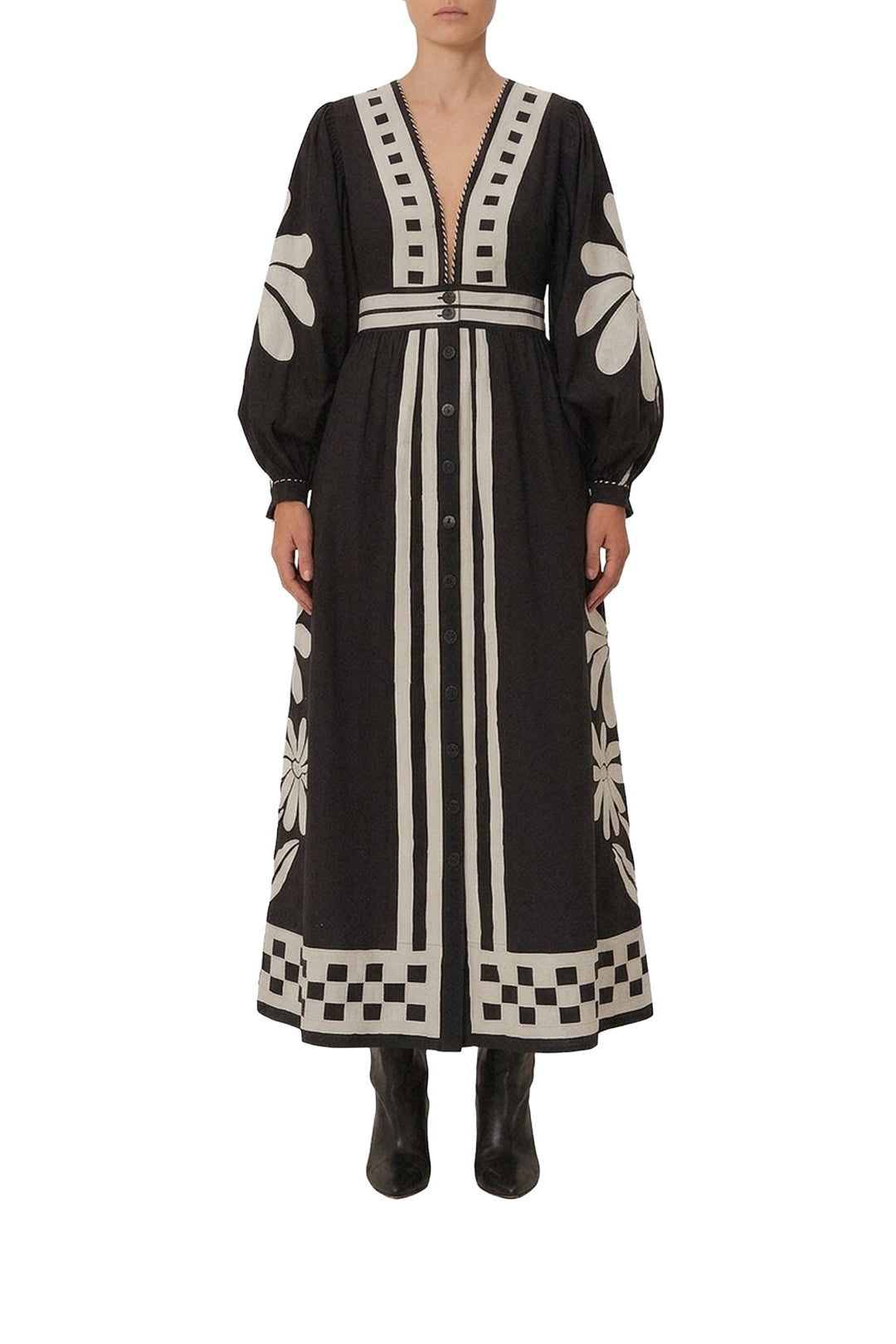 Robe longue en coton - Noir