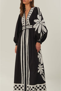 Robe longue en coton - Noir