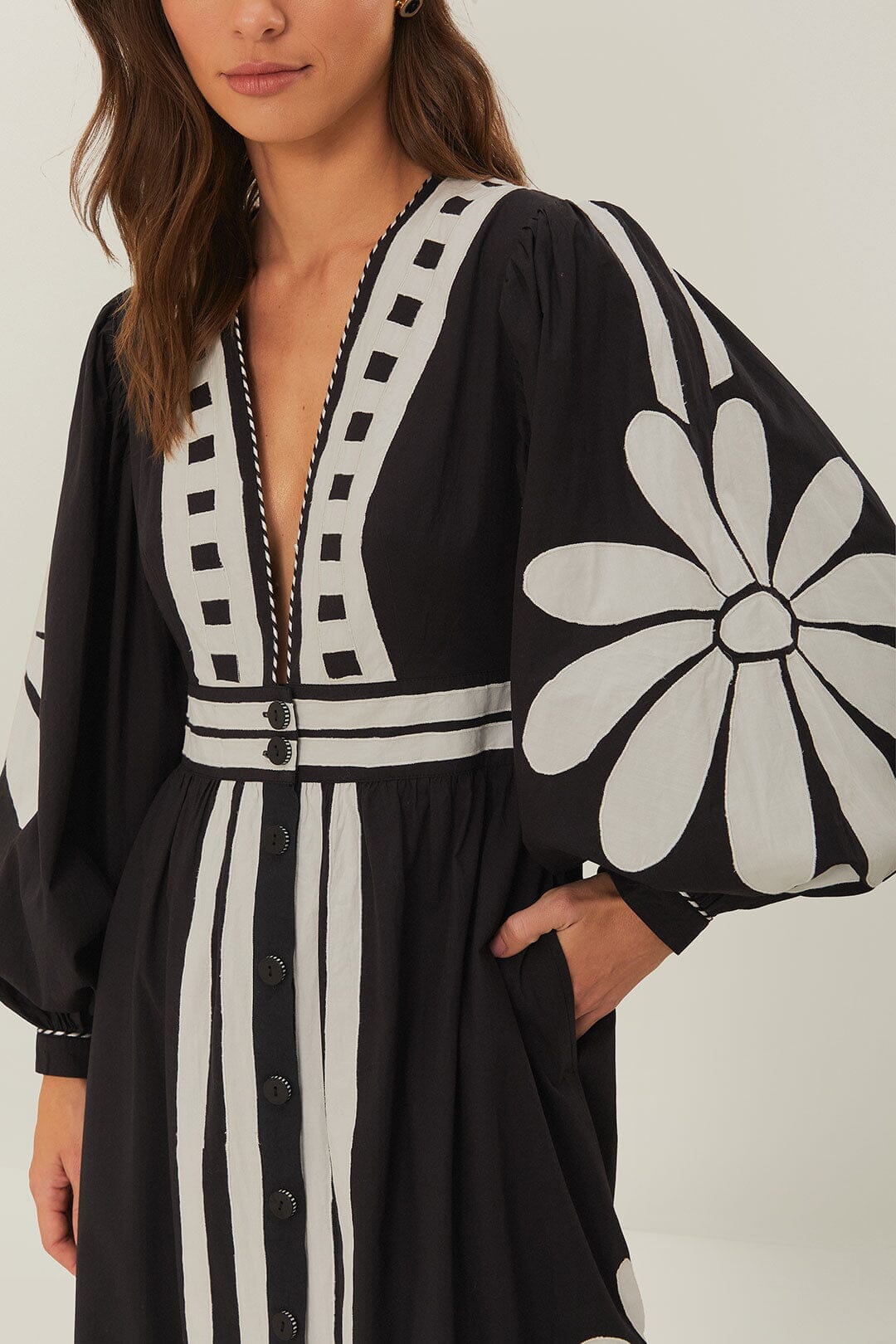 Robe longue en coton - Noir