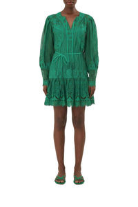 Robe courte Tropical Flight en coton - Vert