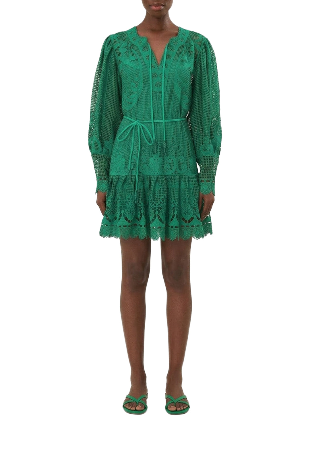 Robe courte Tropical Flight en coton - Vert