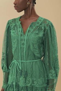 Robe courte Tropical Flight en coton - Vert