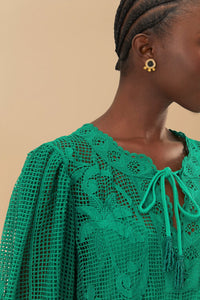 Robe courte Tropical Flight en coton - Vert