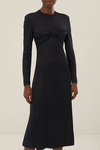 Robe midi torsadée - Noir