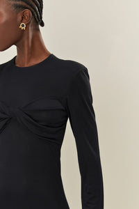 Robe midi torsadée - Noir