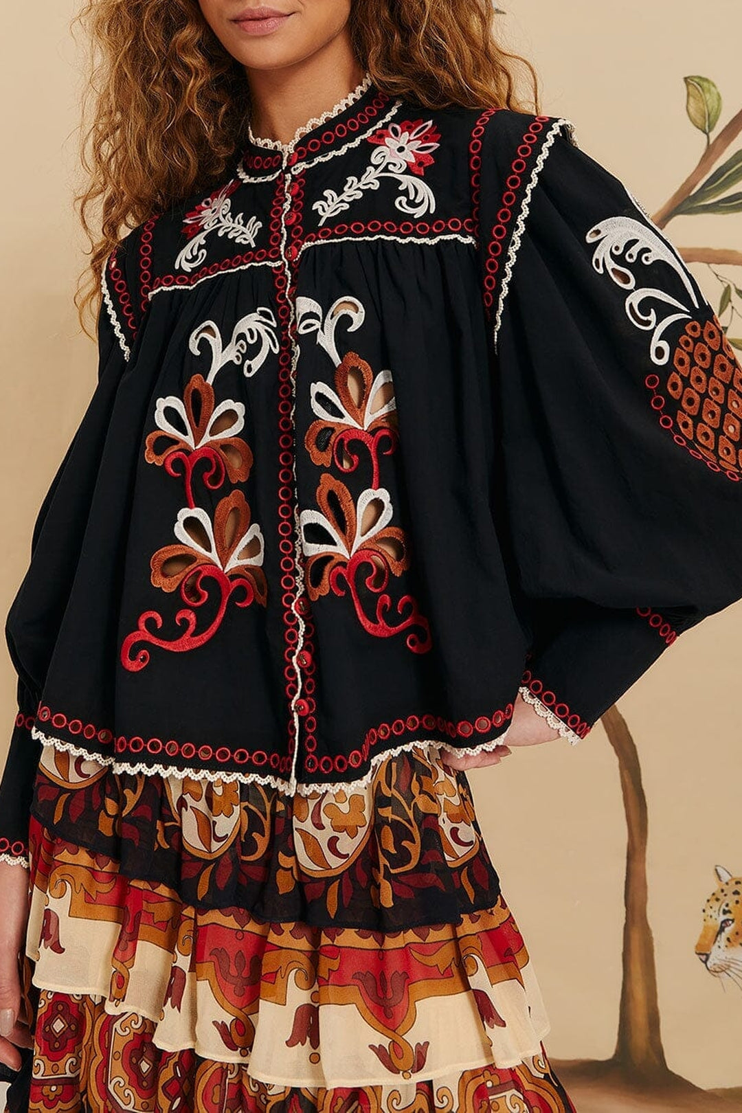 DJV_Cashew Mandala Black Chemises & Blouses - Cashew Mandala Black
