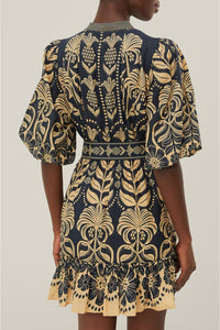 Robe courte Anika Tropical en coton - Noir