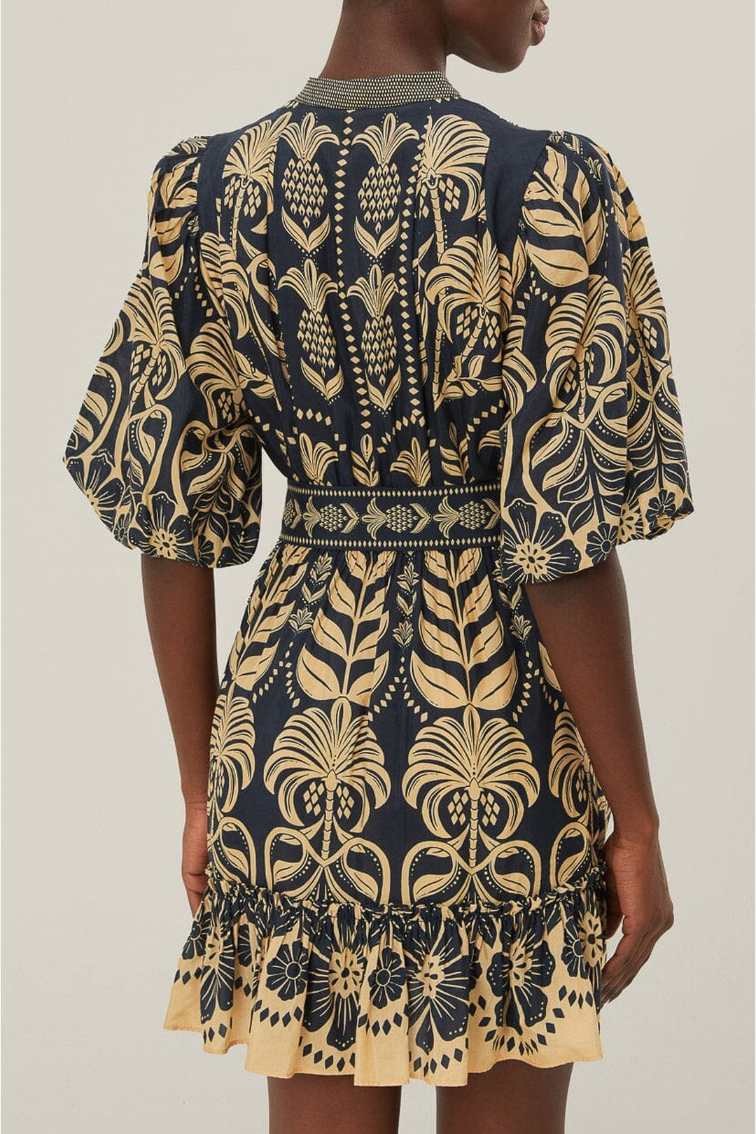 Robe courte Anika Tropical en coton - Noir