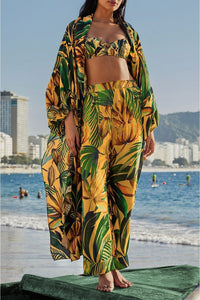 Kimono long Bananart à motifs - Jaune